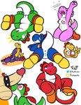 absurd_res accessory after_sex anthro blue_yoshi blush bodily_fluids bowser breasts clitoris cock_ring collage_(disambiguation) cum cum_in_pussy cum_inside dinosaur duo erection female genital_fluids genitals gesture green_yoshi hand_gesture hi_res humanoid_genitalia jewelry koopa koopa_troopa larger_male male male/female mario_bros nintendo nipples nude open_mouth penetration penis penis_accessory penis_jewelry pink_yoshi precum prehistoric_species presenting pussy red_yoshi reptile scalie sex size_difference spiked_cock_ring spikes spread_legs spread_pussy spreading sweat tongue trout_(artist) upside_down v_sign yawn yellow_yoshi yoshi