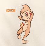 2018 3_toes ambiguous_gender anthro biped brown_eyes chimchar countershade_face countershade_torso countershading cute_fangs english_text eye_markings fangs feet fire firefightdex front_view full-length_portrait fur generation_4_pokemon hands_behind_head head_tuft hi_res leg_markings looking_away mammal marco_fanjul marker_(artwork) markings mixed_media nintendo noseless nude on_one_leg orange_body orange_fur pen_(artwork) pokemon pokemon_(species) portrait primate red_markings shadow simple_background smile socks_(marking) solo standing tan_body tan_countershading tan_skin teeth text toes toony traditional_media_(artwork) tuft white_background