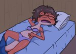 2024 amphibia_(series) amphibian anthro bed bella_(amphibia) bodily_fluids bra clothing disney drooling eyes_closed female freckled_face freckles furniture newt on_bed panties salamander saliva solo swampman underwear