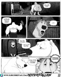 4:5 anthro bear canid canine canis clothed clothing comic dialogue english_text greyscale hi_res male male/male mammal misterstallion monochrome page_number polar_bear romantic rune_(misterstallion) speech_bubble subscribestar subscribestar_logo text topless url ursine wolf