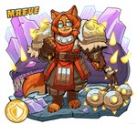 2024 5_toes anthro armor canid canine canis ceehaz claws clothing cute_fangs dog_knight_rpg domestic_dog eyewear fangs feet female flail footwear fur glasses hair holding_object holding_weapon humanoid_feet maeve_(ceehaz) mammal melee_weapon orange_body orange_fur orange_hair plantigrade pomeranian shoulder_pads solo spiked_shoulder_pads spikes spitz teeth toeless_footwear toes weapon