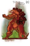 absurd_res anthro back_plates back_spikes blurred_background bpicturellc butt dinosaur forest forest_background hi_res looking_back male muscular muscular_male nature nature_background nude orange_body orange_scales ornithischian plant prehistoric_species reptile scales scalie scar smile solo spiked_tail spikes spikes_(anatomy) standing stegosaurian stegosaurus tail thagomizer thyreophoran transformation tree werecreature weredinosaur werereptile werescalie