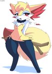 absurd_res ando anthro black_body black_fur braixen canid canine female fur gem generation_6_pokemon hi_res jewelry mammal necklace nintendo pearl_(gem) pearl_necklace pokemon pokemon_(species) red_body red_fur solo white_body white_fur yellow_body yellow_fur