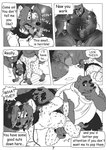 anthro balls bear bodily_fluids clothing collar comic dialogue english_text genital_fluids genitals group hi_res hyena jockstrap laught468 leash leashed_collar macro male male/male mammal monochrome musk musky_balls musky_cock obese obese_male overweight overweight_male penis precum slim speech_bubble suid suina sus_(pig) sweat sweaty_balls sweaty_genitalia text threatening threatening_castration trio underwear vein veiny_penis wild_boar