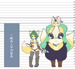 age_difference anthro big_breasts blush breasts bulge canid canine clothed clothing concon-collector duo female femboy fox gosounokitsune_sonhaku hermit_fox_byakudan huge_breasts kakuteki11029 larger_female looking_at_viewer male mammal older_female size_difference skimpy slightly_chubby smaller_male smile standing younger_male