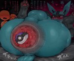 2024 anal_fluids anal_juice_on_object anal_prolapse anthro anus balls being_watched big_anus big_balls big_butt blue_body blush bodily_fluids butt duo feet generation_1_pokemon generation_4_pokemon genitals hero_(syuro) hi_res hindpaw huge_anus hyper hyper_anus japanese_text looking_at_another lucario male nintendo object_in_ass object_insertion object_penetration paws penetration pokeball pokeball_insertion pokeball_vore pokemon pokemon_(species) prolapse puffy_anus red_eyes smile solo_focus spread_anus spread_butt spreading syuro text translation_request vulpix