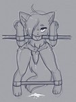 anthro bdsm bodily_fluids canid canine cuffs_(disambiguation) cum fox genital_fluids genitals hi_res knot luxx male mammal penis punishment restraints sketch sketch_page solo spreader_bar