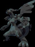 3_toes absurd_res ambiguous_gender black_body feet generation_5_pokemon hi_res ken_sugimori legendary_pokemon nintendo pokemon pokemon_(species) red_sclera simple_background solo standing toes white_background wings zekrom