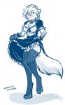 2018 4_toes 5_fingers adobe_photoshop_(artwork) alternative_fashion angry anthro blue_and_white blush bottomwear breasts canid canine canis chest_tuft choker cleavage clothed clothing clothing_lift clovis_(twokinds) conditional_dnp crossgender curtsey digital_media_(artwork) digitigrade dress dress_lift embarrassed feet female fingers fox frilly garter_straps gloves_(marking) hi_res hybrid j-fashion jewelry keidran lace legwear lolita_(fashion) maid_uniform mammal markings monochrome mtf_crossgender necklace one_leg_up panties panty_shot pink_clothing pink_panties pink_underwear raised_leg restricted_palette simple_background sketch skirt skirt_lift solo standing stockings thigh_highs toes tom_fischbach tuft twokinds underwear uniform upskirt white_background wolf