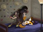 4:3 4_toes absurd_res anthro anthro_on_anthro anthro_penetrated anthro_penetrating anthro_penetrating_anthro areola balls bayti_(character) bed black_claws black_ears black_hair blue_claws blue_ears blue_fingers blue_markings blue_nose blue_toes breasts brother_(lore) brother_and_sister_(lore) brown_hair canid canine canis claws dipstick_tail duo feet female female_anthro female_penetrated finger_claws fingers foot_grab from_front_position fur furniture genitals green_eyes green_pawpads grey_body grey_fur hair hi_res hindpaw hybrid incest_(lore) indoor_sex inside janewolf larger_male light long_hair lying lying_on_bed male male/female male_anthro male_penetrating male_penetrating_female mammal markings multicolored_body multicolored_fur narrowed_eyes nipples nude nude_anthro nude_female nude_male on_back on_bed open_mouth pawpads paws penetration penile penile_penetration penis_in_pussy pillow pink_areola pink_nipples pink_pawpads sex sex_on_bed sibling_(lore) sister_(lore) size_difference smaller_female smaller_penetrated smile tail tail_markings teeth toe_claws toes vaginal vaginal_penetration wall_(structure) white_body white_fur white_inner_ear white_tail_tip wolf wolfdog yellow_body yellow_eyes yellow_fur