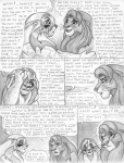 2008 arthos black_and_white comic dialogue english_text felid feral leovictor lion male mammal monochrome pantherine pregnant pregnant_male shaded sketch sykur text wet