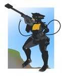 5_toes ambiguous_gender anthro anthrofied blade_wolf claws feet gun hi_res holding_object holding_weapon humanoid_feet humanoid_hands konami machine metal_gear ndragon3 outside plantigrade ranged_weapon red_eyes rifle robot sniper_rifle solo standing tagme tail teeth thick_thighs toes weapon