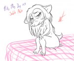 2018 animal_crossing anthro bed bed_sheet bedding breasts english_text eulipotyphlan female freckled_face freckles furniture hair_down half-closed_eyes hedgehog looking_at_viewer mammal narrowed_eyes nintendo nipples nude on_bed sable_able signature simple_background sitting sitting_on_bed solo text wastedtimeee white_background