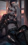 Rating: s
ID: 5551330
Date: 2025-05-05 17:46:34 -0400
Status: active
Score: 26
anthro axxxel belly belt boots bottomwear canid canid_demon canine canis clothing collar crop_top demon detailed_background ear_piercing facial_piercing female footwear fur grey_body grey_fur hair hellhound helluva_boss hi_res jacket leather leather_bottomwear leather_clothing leather_jacket leather_pants leather_topwear loona_(helluva_boss) mammal mythological_canine mythological_creature mythology navel navel_piercing nose_piercing nose_ring pants piercing red_eyes red_sclera relaxing ring_piercing scar shirt shoes solo spiked_collar spikes topwear white_body white_fur wolf post #5551330