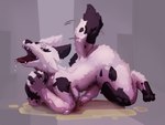 absurd_res ahegao anthro bodily_fluids canid canine genital_fluids genitals hi_res humiliation lade_illust looking_pleasured male mammal peeing penis prayer praying praying_hands solo tail tail_motion tailwag urine urine_on_ground watersports