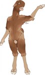 3:5 anthro arm_tuft blue_eyes bovid brown_body brown_fur caprine damascus_goat digitigrade domestic_goat elbow_tuft featureless_crotch floppy_ears front_view full-length_portrait fur goat hi_res hooves horizontal_pupils imperatorcaesar male mammal nude open_mouth portrait pupils solo standing tan_body tan_fur tan_hooves teeth tuft