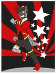 2018 abstract_background anthro anthrofied border bottomwear bracelet clothed clothing footwear frutiger_metro fully_clothed fuze generation_3_pokemon gesture grin hand_gesture hat headgear headwear hi_res jacket jewelry keychain looking_at_viewer male nintendo pants pawl_(fuze) pokemon pokemon_(species) pokemorph poochyena pose shoes smile solo spiked_bracelet spikes star star_polygon thumbs_up topwear torn_bottomwear torn_clothing torn_pants white_border y2k_(graphic_design)