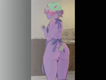 4:3 andromorph animated anthro appliance apron apron_only art_progression art_time-lapse biped blue_clothing blush bovid butt butt_focus caprine clothed clothing covered_eyes curled_hair drhalloway genitals green_hair hair hair_bun hair_over_eyes horn horned_humanoid humanoid intersex kitchen kitchen_appliance looking_at_viewer looking_back mammal morning mostly_nude multicolored_hair nipple_slip nipples no_sound partially_clothed pink_hair pussy raised_tail sheep short_fur short_playtime shoulder_blades solo speedpaint sunrise tail webm