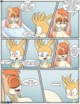 age_difference anthro bath bathing bathtub big_breasts breasts canid canine comic dialogue duo english_text female fox hi_res lagomorph leporid luckster1234 male male/female mammal mature_female miles_prower older_female rabbit sega sonic_the_hedgehog_(series) text vanilla_the_rabbit younger_male