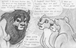 2008 comic dialogue english_text etha felid female feral greyscale group kunei leovictor lion looking_down male mammal monochrome nude pantherine shaded simple_background sketch speech_bubble text worried