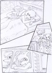 anthro arm_out bed bed_sheet bedding black_and_white bottomwear canid canine car clothing comic convenient_censorship dasyuromorph driver driving duo electronics female fur furniture hair hand_on_shoulder hands_together hug jacket kitfox-crimson looking_back lying lying_on_bed male male/female mammal marsupial monochrome multicolored_body multicolored_fur novus_(kitfox-crimson) nude on_bed pants pillow poster recently_extinct_species romantic romantic_couple rumour_(kitfox-krimson) sad sketch sleeping smile smirk sofa stolen_generation television thylacine topwear two_tone_body two_tone_fur vehicle watching_television window worried