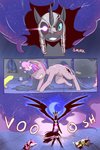 2:3 armor cold-blooded-twilight comic digital_media_(artwork) equid female feral fluttershy_(mlp) friendship_is_magic group hasbro headgear helmet hi_res magic mammal my_little_pony nightmare_moon_(mlp) pink_body pinkie_pie_(mlp) purple_body shockwave text twilight_sparkle_(mlp) window yellow_body