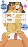 3:5 5_fingers all_fours anal anal_fingering anthro anus bedroom_eyes black_body black_fur blonde_hair brown_body brown_fur butt butt_grab canid canine canis chuck_(p_rindustries) collar collar_only comic daddy_kink dialogue dipstick_tail domestic_cat domestic_dog duo english_text erection felid feline felis fingering fingers first_person_view fur genitals hair hand_on_butt hi_res hot_dogging imminent_anal imminent_sex looking_at_another looking_at_partner looking_back male male/male mammal markings mastiff molosser musclegut muscular narrowed_eyes navel nude open_mouth open_smile overweight p_rindustries pinscher profanity rottweiler seductive sex size_difference slightly_chubby smile speech_bubble tabby_cat tail tail_markings tan_body tan_fur text white_body white_fur will_(p_rindustries)