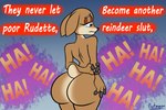 anthro big_butt bodily_fluids brown_body butt crying deer english_text female hi_res mammal nude protagon tears text