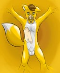 animal_genitalia animal_penis anthro balls bdsm bondage bound canid canine fox fully_sheathed genitals goo_transformation gunshward hi_res human humanoid latex male mammal penis sheath solo transformation