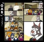 ailurid akita anthro bau_husky blonde_hair blue_body blue_fur brown_hair canid canine canis chow_chow comic domestic_dog eyewear facial_hair family female fox fur gab_(comic) gab_shiba gabshiba glasses grey_body grey_fur group hair hungover husky hyena korg_(gabshiba) male mammal multicolored_hair necktie nordic_sled_dog orange_body orange_fur parent_(lore) red_panda rita_(gabshiba) ruff_bull shiba_inu siberian_husky sibling_(lore) smile son_(lore) spitz spotted_hyena sunglasses text url voff_akita wang_chow wedding white_body white_fur yellow_body yellow_fur