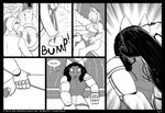 abs absurd_res ailurid anthro bear bear213 black_and_white brown_bear clothed clothing comic detailed_background dialogue dorthie_eris_gronn english_text eyewear female glasses hadalen_magic hi_res kuma's_tale kuma_grizzly lillie_krasnie male mammal monochrome muscular muscular_male prosthetic prosthetic_arm prosthetic_limb punching_face red_panda speech_bubble text topless topless_male ursine wearing_glasses