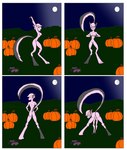 anthro breasts clothing dreamkeepers female food fruit full_moon grass halloween halloween_2024 hands_on_hips hi_res holding_breast holidays lagomorph leporid mammal moon night nude open_mouth plant presenting pumpkin rabbit raised_tail smile solo tail viriathus_vayu wolfman201085 yawn