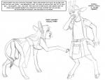 animal_humanoid anthro antlers anus arania asinus backsack balls barefoot braying breasts busty_feral carla_(tcitw) clothed clothing deer deer_humanoid dialogue donkey dress duo english_text equid equine feet feral genitals hair herm hooves horn humanoid intersex keith_(tcitw) kilt long_hair mammal mammal_humanoid monochrome pussy rear_view scut_tail short_tail tail text the_cabin_in_the_woods_(arania) transformation