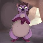 abdominal_bulge absurd_res ashanti_(ashantihyena) ashantihyena belly big_belly digestion digestion_sequence disney dreadlocks embarrassed female feral hi_res hyena intersex intersex/male male mammal oral_vore paws soft_vore solo the_lion_guard the_lion_king vore