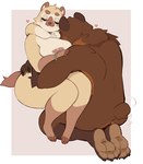 anthro bear blais bracelet breasts brown_body brown_fur bush_dog butt canid canine eyes_closed face_on_breast feet female fur hi_res hug jewelry male male/female mammal punkin_(punkinbuu) punkinbuu tail tail_motion tailwag