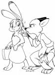 2018 3_toes absurd_res anthro barefoot black_and_white briefcase canid canine claws clothed clothing disney dress eric_schwartz feet female fox fur gloves_(marking) hi_res judy_hopps lagomorph leporid male mammal markings monochrome nick_wilde rabbit red_fox tail toes true_fox zootopia