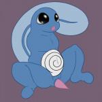 1:1 amphibian animal_genitalia animal_penis anthro anthrofied barefoot big_tail biped black_eyes blue_body blue_skin erection feet generation_1_pokemon genital_slit genitals hi_res lips long_tail male nintendo nude open_mouth penis pink_lips pokemon pokemon_(species) poliwag posexe simple_background sitting solo spread_legs spreading swirl tadpole tail