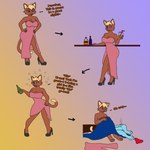 1:1 alcohol anthro beverage body_rental body_swap bubble clothing domestic_cat dress drunk drunk_bubble felid feline felis female footwear high_heels kiba_aussie kibaaussie mammal one_night_stand possession shoes solo substance_intoxication tail