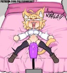 2023 abdominal_bulge ahegao animal_humanoid bed big_dildo blonde_hair bodily_fluids boots bottomless breasts cat_humanoid clothed clothing dildo dildo_in_pussy dildo_insertion english_text exclamation_point eye_roll felid felid_humanoid feline feline_humanoid female footwear furniture genitals hair humanoid inner_ear_fluff legwear looking_pleasured lying mammal mammal_humanoid neco-arc nipple_outline on_back on_bed open_mouth penetration polygonheart pussy red_eyes saliva sex_toy sex_toy_in_pussy sex_toy_insertion shirt shoes smile solo tears text thigh_highs tongue tongue_out topwear tsukihime tuft type-moon url vaginal vaginal_penetration white_body white_skin