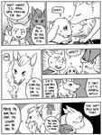 2019 3:4 7_panel_comic ambiguous_gender anterior_nasal_aperture anthro bayani_(yapc) biped black_and_white black_eyes black_nose black_text bodily_fluids cheek_spots claire_(yapc) claws comic dialogue digital_media_(artwork) eevee english_text exclamation_point eyebrows eyes_closed feral finger_claws flavia-elric fluffy fluffy_tail fur generation_1_pokemon group hair looking_at_another lux_(yapc) monochrome mouth_closed neck_tuft nidoran nidoran♀ ninetales nintendo open_mouth paws pokemon pokemon_(species) pokemon_mystery_dungeon pupils question_mark rayne_(yapc) sharp_teeth sound_effects speech_bubble spike_chunsoft standing sweat sweatdrop tail talking_to_another teeth text tongue tuft wartortle white_sclera