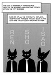 absurd_res ambiguous_gender anthro black_and_white border canid canine comic english_text eyewear fox glasses group hi_res isao_abe kifyun2 male mammal monochrome necktie ren_yoshida sho_kimura silhouette silhouetted_body simple_background speech_bubble text trio white_border