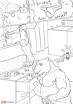 2018 anthro appliance bath_mat bear clock clothing comic digital_clock digital_drawing_(artwork) digital_media_(artwork) electronics english_text exclamation_point fur hi_res idea_bulb jr_(plaguedobsession) laundry_machine male mammal monochrome nude overweight overweight_male plaguedobsession profanity sad shower_curtain solo suds text thought_bubble three_frame_image towel towel_around_waist towel_only underwear washing_machine