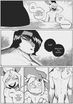 2023 abs anthro black_and_white blush blush_lines bun_bash comic dialogue digital_media_(artwork) duo english_text erection female genitals grabbing_another grabbing_head gynomorph_(lore) hair hare lagomorph lake leporid lifting_another looking_at_another male male/female mammal monochrome muscular muscular_anthro muscular_male navel nipples nude one_eye_obstructed partially_submerged peculiart penis rabbit ruth_(peculiart) short_hair speech_bubble stig_(peculiart) text wet wet_body wet_hair