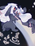 2024 3:4 3_fingers 3_toes abstract_background absurd_res accessory ahoge anthro backpack bell_accessory biped black_body black_ears black_fur black_inner_ear black_tail blush bow_(feature) bow_accessory bow_ribbon cape chikorita_moon chinchilla chinchillid cinnamon_(cinnamoroll) cinnamoroll clothed clothing colored digital_media_(artwork) duo eyelashes featureless_crotch feet female female_anthro feral fingers floppy_ears fluffy fluffy_tail full-length_portrait fur hair hair_accessory hair_bell hair_bow hair_ribbon hat headgear headwear hi_res jumping kemono lagomorph leporid long_hair lop_ears mammal monotone_body monotone_fur monotone_hair monotone_tail mostly_nude nude open_mouth open_smile orange_eyes paws portrait rabbit rainbow rear_view red_eyes ribbons rodent sanrio semi-anthro shaded sky_children_of_the_light smile standing tail three-quarter_view toes twin_bows twin_hair_bows white_bow white_cape white_clothing white_eyelashes white_hair white_hat white_headwear