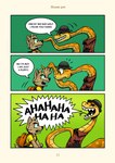 anthro backpack canid canine canis clothing comic dreamworks duo english_text hat headgear headwear hi_res male mammal mr._snake_(the_bad_guys) mr._wolf_(the_bad_guys) reptile saran_kit scalie shirt snake speech_bubble text the_bad_guys three_frame_image tongue tongue_out topwear wolf young young_anthro