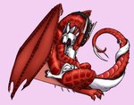 chimera draco_cretel dragon entwined_tails female hi_res horn hug kin_(unyko) male mythological_creature mythological_scalie mythology red_body scalie tail tail_coil unyko wings