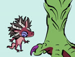 4:3 ambiguous_gender animated anthro bite claws dragon drawain duo feet gremlin growling kobold mythological_creature mythological_scalie mythology paws scales scalie short_playtime some_kobold sound teeth thanasis toes webm