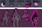 3:2 beads claws digital_media_(artwork) generation_5_pokemon hair hair_beads hi_res jester_(overgrown_lizards) long_hair magic model_sheet nintendo pokemon pokemon_(species) portal purple_body purple_claws purple_hair shiny_pokemon shocked solo taiden2 zoroark