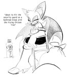 2024 absurd_res ambiguous_gender bat breasts chair cleavage clothed clothing english_text female furniture greyscale hi_res koala mammal marsupial monochrome rouge_the_bat sega sitting sketch smug sonic_the_hedgehog_(series) text the-hydroxian thick_thighs thin_calves thin_legs thin_thighs trash_bag vombatiform were_you_frying_chicken_in_there wings