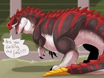 Rating: s
ID: 5657332
Date: 2025-06-21 04:19:40 -0400
Status: active
Score: 19
4:3 allosaurid allosaurus ambiguous_gender belly big_belly blurred_background brown_body brown_scales carn_(shorty) dinosaur english_text feral hi_res imperatorcaesar looking_at_viewer open_mouth outside overweight overweight_ambiguous overweight_feral prehistoric_species pupils red_body red_scales red_tongue reptile scales scalie side_view slit_pupils solo speech_bubble tail text theropod tongue white_body white_scales yellow_eyes post #5657332